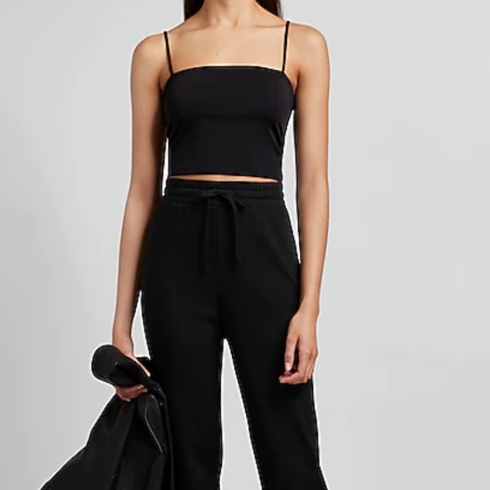 Express | Body Contour Double Layer Cropped Square Neck Cami